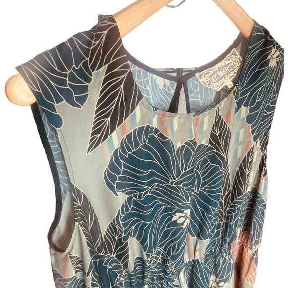 Pink Martini | Floral Sleeveless Midi Dress Navy Multi Boho Resort Size L | EUC - Picture 6 of 12